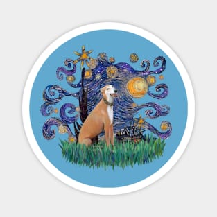 A Starry Night (Van Gogh) Derivative Featuring a Light Red Greyhound Magnet